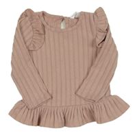 Pudrové úpletové mikinotriko s volánikmi PRIMARK