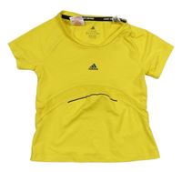 Hořčicové sportovní funkční tričko s logem Adidas