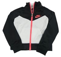 Bílo-černá sportovní propínací mikina s logem Nike