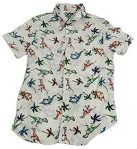 Bílá košile s dinosaury a palmami F&F