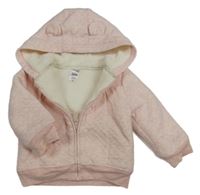 Růžová melírovaná prošívaná zateplená propínací mikina s kapucí Carter's