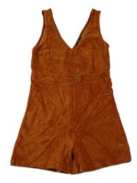 Hnedý rebrovaný zamatový kraťasový overal George