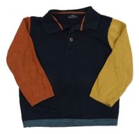 Tmavomodro-okrovo-hnědý polo svetr Next