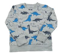 Šedá melírovaná mikina s dinosaury C&A