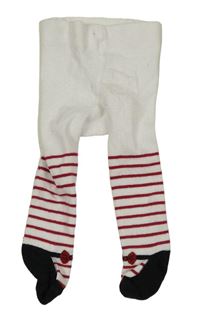 Bílo-červené punčocháče s pruhy