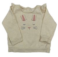 Béžová melírovaná mikina s králikom a volánikmi Next