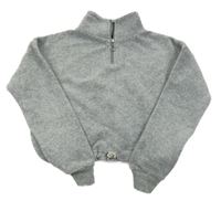 Sivá melírovaná rebrovaná zamatová crop mikina George