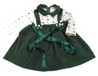 Tmavozeleno-biele šaty s medveďmi a mašľami