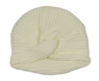 Smetanová žebrovaná pletená čepice s uzlem