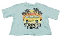 Svetlomodré crop tričko s minivanem - Stranger Things H&M