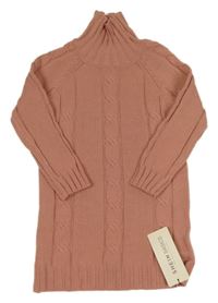 Nové - Staroružové svetrové šaty s rolákom Shein