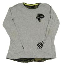 Sivé melírované tričko s prodíráním Chapter Young