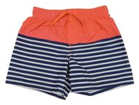 Červeno-tmavomodro-biele plážové kraťasy s pruhmi H&M