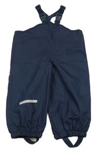 Tmavomodré šusťákové podšité laclové kalhoty Pocopiano