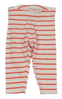 Bielo-korálové pruhované capri legíny Lupilu