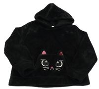 Černá chlupatá mikina s kočkou a kapucí H&M