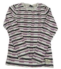 Šedo-černo-vínové pruhované triko s nápisy Vingino