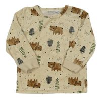 Béžová plyšová mikina s medveďmi Ergee