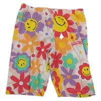 Svetloružová -farebné kvetované elastické kraťasy Matalan