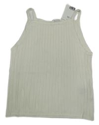 Nové - Smotanový rebrovaný pletený crop top H&M