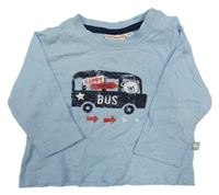 Světlemodré triko s autobusem s medvědem Liegelind