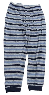 Sivo-modro-tmavomodré pruhované pyžamové nohavice