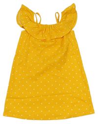 Žlté bodkovaná é šaty s volánikom Matalan