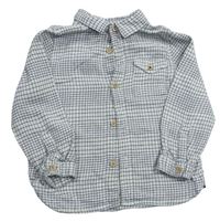 Smetanovo-tmavomodrá kockovaná košeľa Zara