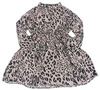Starorůžovo-sivé ľahké šaty s leopardím vzorom zn. George