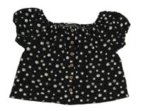 Čierno-biely kvetovaný ľahký crop top Matalan