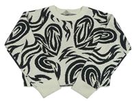 Bielo-čierny vzorovaný crop sveter H&M