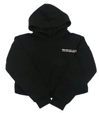 Čierna crop mikina s nápisom a kapucňou Matalan