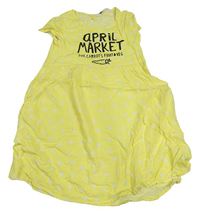 Žlté bodkovaná é ľahké šaty s nápisom H&M