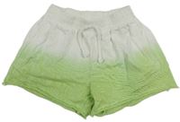 Bielo-zelené teplákové kraťasy Zara