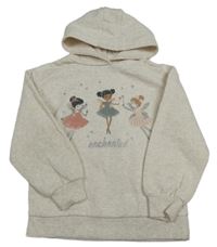 Svetlobéžová melírovaná mikina s baletkami a kapucňou zn. Primark