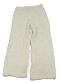 Biele chlpaté pletené tepláky H&M