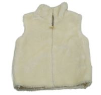 Smotanová kožušinová podšitá vesta