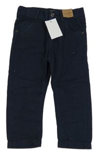 Nové - tmavomodré plátenné nohavice