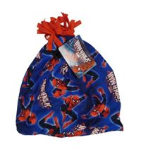 Nové - modrá sametová čepice se Spidermanem a třásněmi Marvel