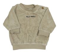 Svetlobéžová zamatová mikina s nápisom