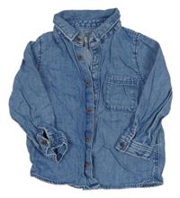 Modrá rifľová košeľa s vreckom Primark