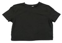 Černé crop tričko shein
