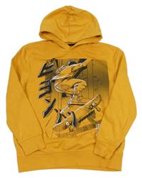 Horčicová mikina s obrázkom a kapucňou C&A