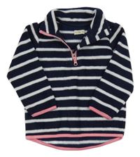 Tmavomodro-biela pruhovaná fleecová mikina F&F