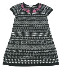Antracitovo-biele vzorované pletené šaty H&M