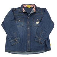 Tmavomodrá riflová košile s medvědem a kapsami 