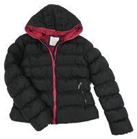 Čierna šušťáková zimná prešívaná bunda s kapucňou