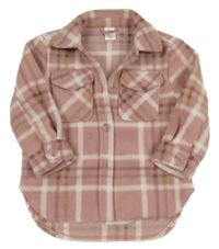 Staroružová kockovaná flaušová košeľová bunda Pep&Co
