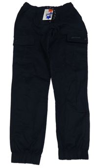 Nové - tmavomodré plátěné cuff kalhoty 