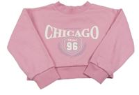 Svetloružová crop mikina s nápisom Nutmeg